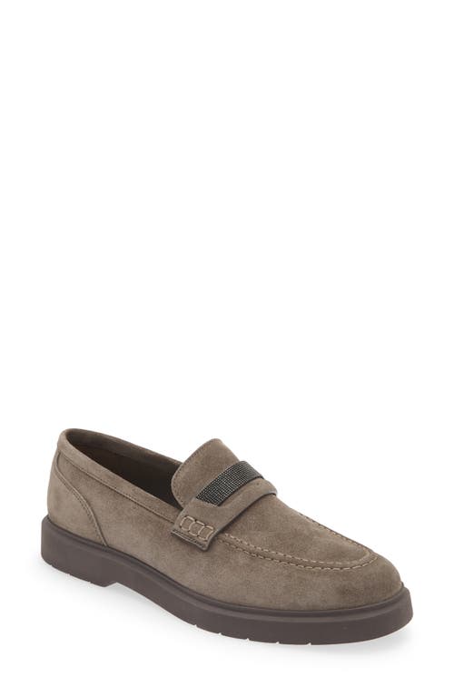 Brunello Cucinelli Monili Trim Loafer C8212 Dark Grey at Nordstrom,