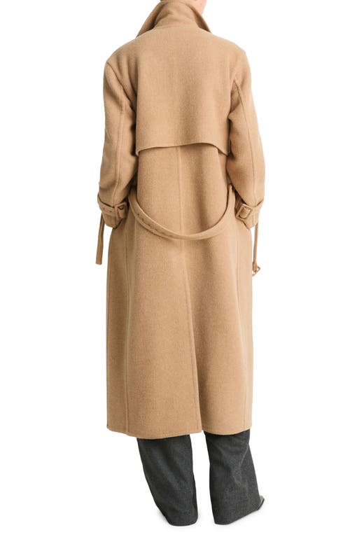 Shop Vince Double Breasted Wool Blend Belted Coat In Camel