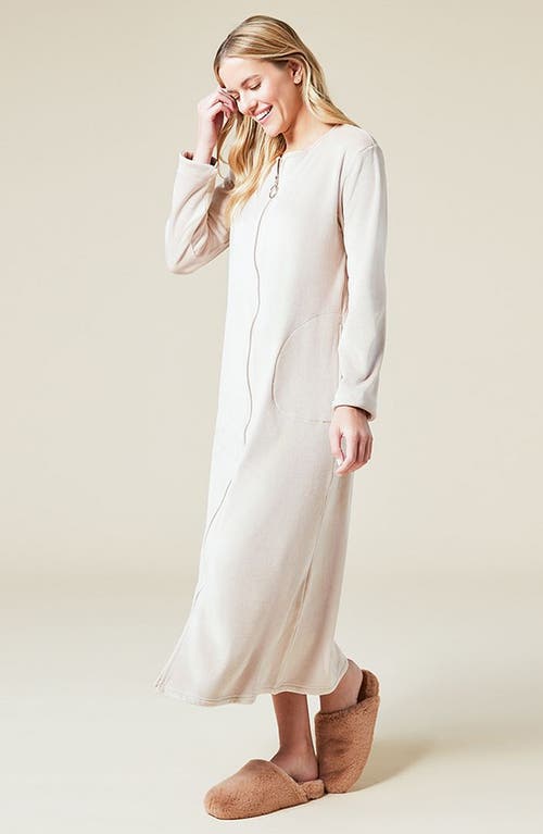 Softies Serenity Sweetheart Neck Zip Robe In Coco