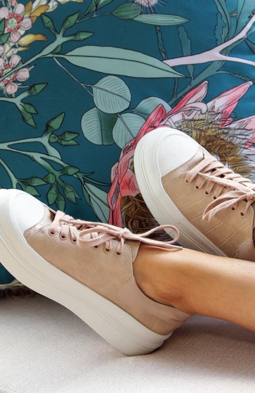 Shop Belle & Bloom Just A Dream Croc Leather Sneaker In Blush