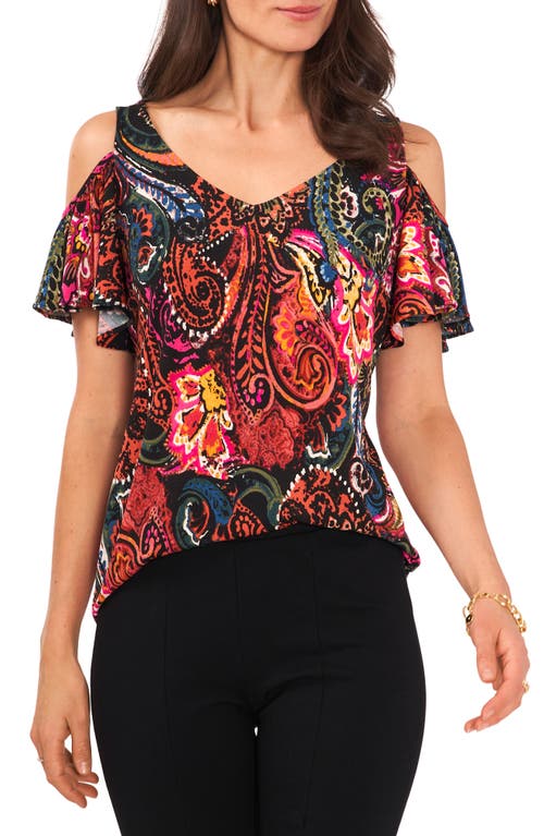 Chaus Print Cold Shoulder Top In Multi
