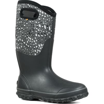 Bogs Classic Tall Appaloosa Insulated Waterproof Rain Boot, Wide Calf- Black