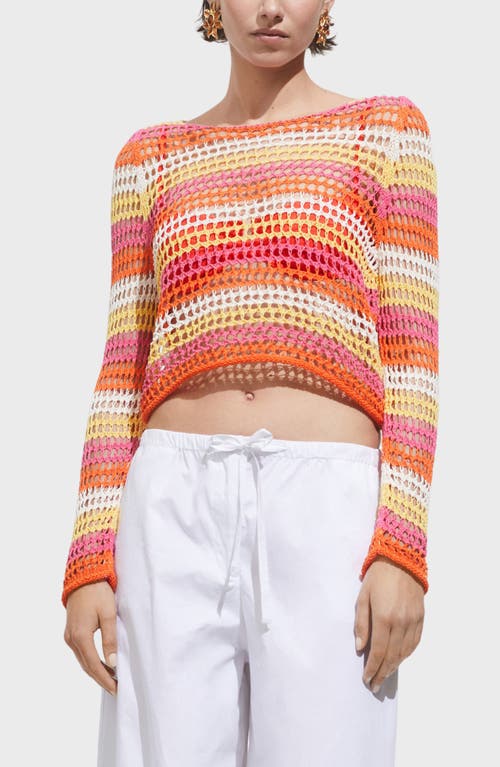 Mango Combined Crochet Sweater Orange In Orange