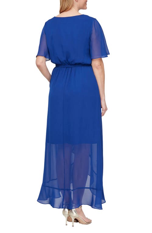 Shop Sl Fashions Flutter Sleeve Maxi Wrap Dress In Royal