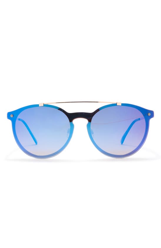 Vince Camuto Round Brow Bar Sunglasses In Blue