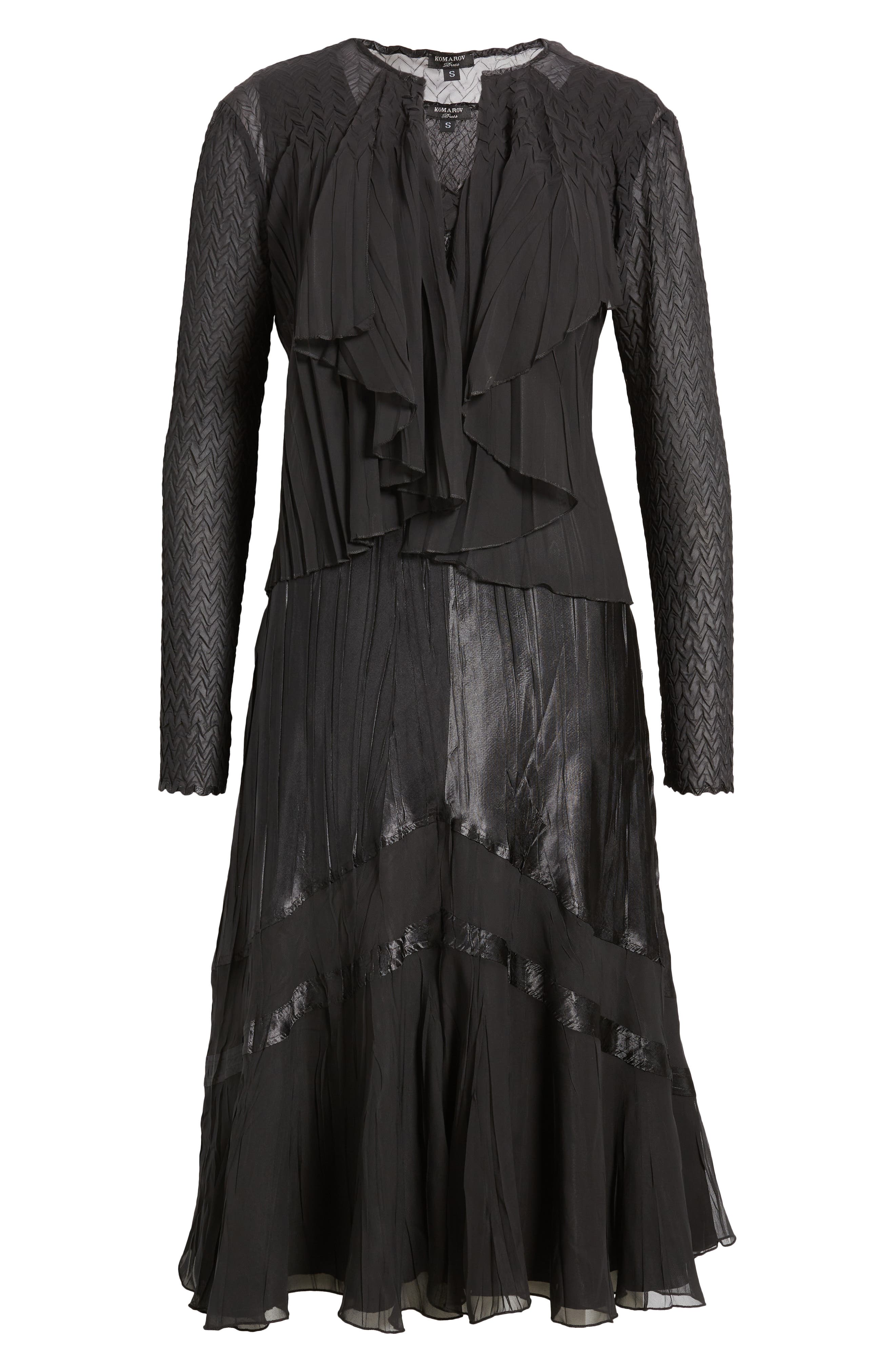 white christmas dresses Komarov Lace Sleeve Charmeuse Cocktail Dress in Velvet Stone at Nordstrom, Size Small main image 0