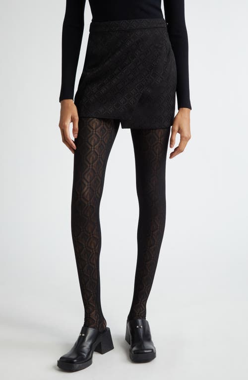 Marine Serre Moon Diamant Jacquard Sheer Mesh Tights Black at Nordstrom,