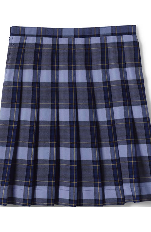 Lands' End School Uniform Girls Plaid Pleated Skirt Below The Knee In Classic Navy Plaid