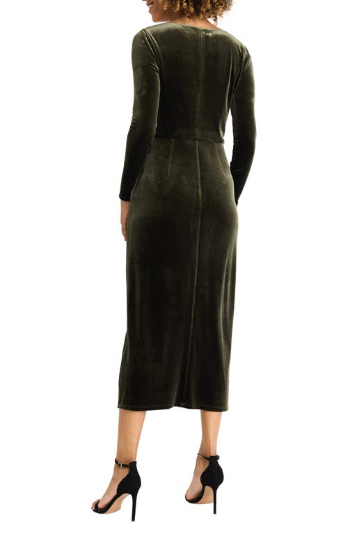Maggy London Long Sleeve Velvet Midi Dress In Rosin