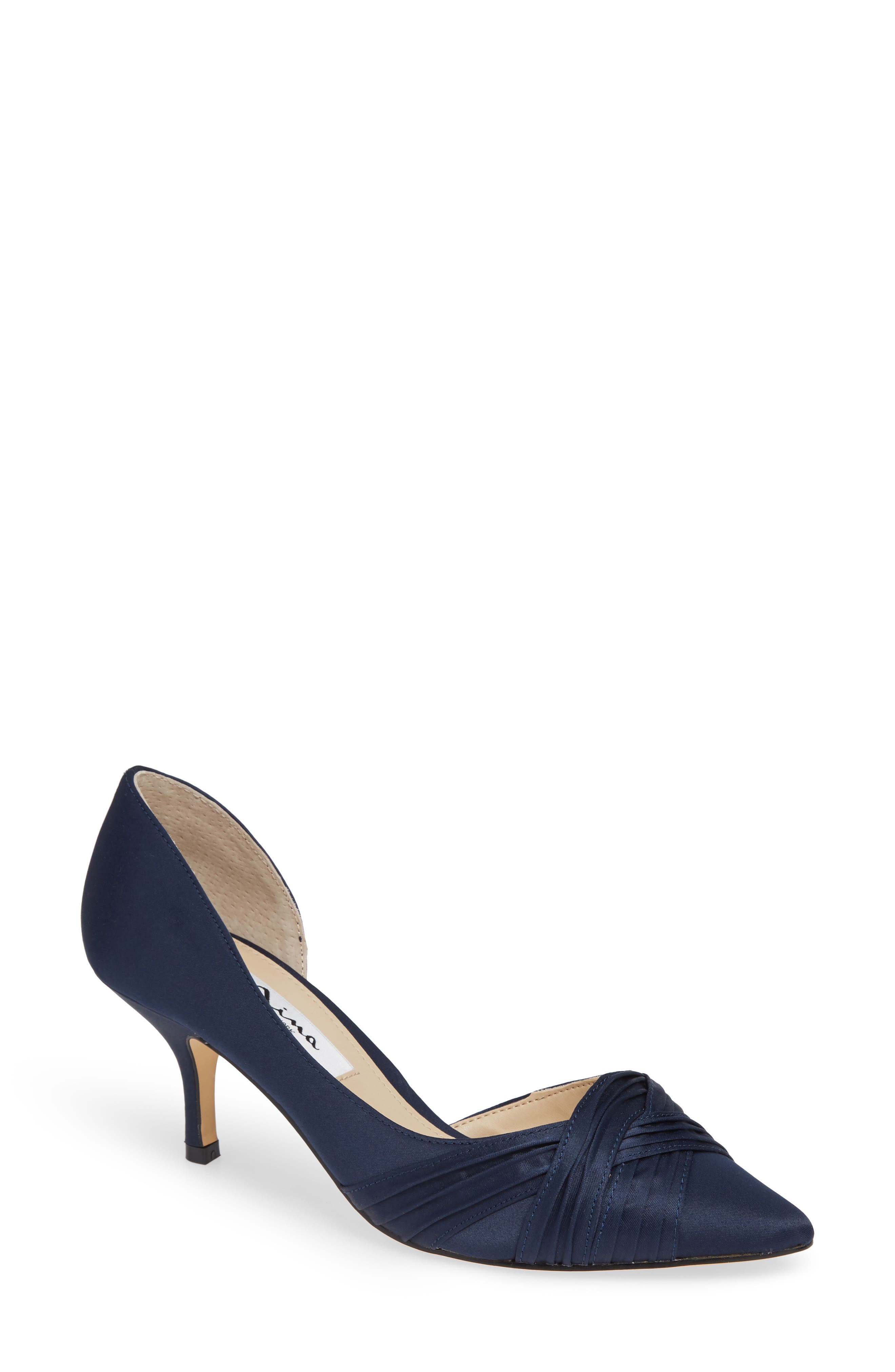 navy low heel pump