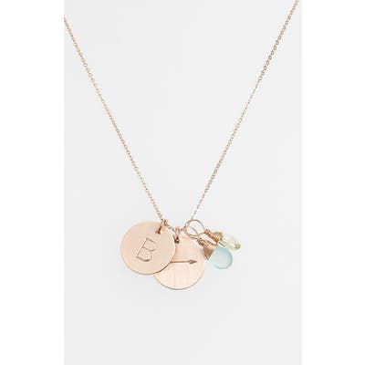 Nashelle Aqua Chalcedony, Lemon Quartz, Initial & Arrow 14K-Gold Fill Disc Necklace