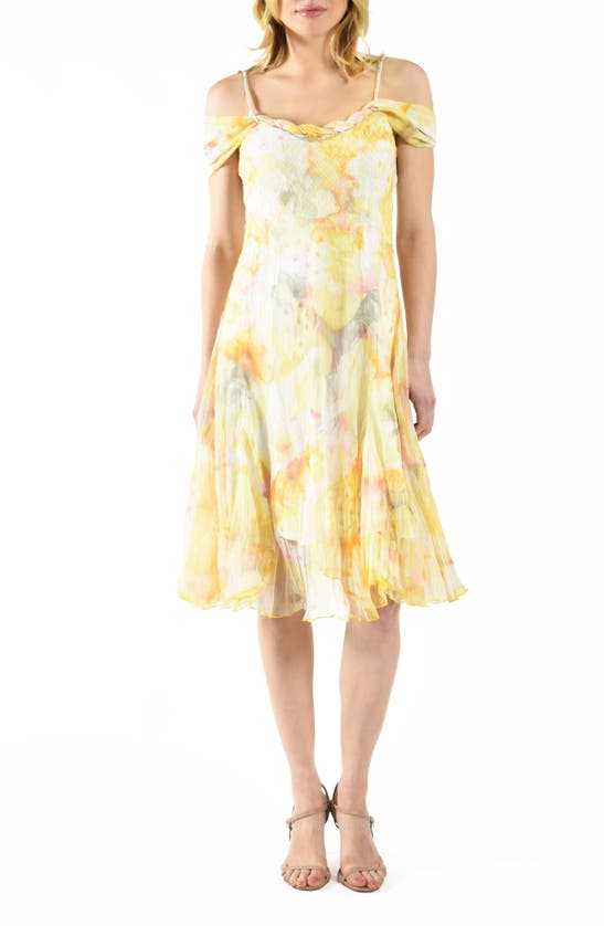 Shop Komarov Floral Chiffon & Charmeuse Cocktail Dress In Floralia