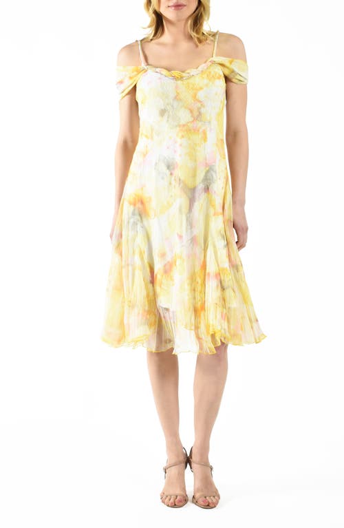 Floral Chiffon & Charmeuse Cocktail Dress in Floralia