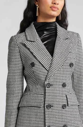 NIKKI LUND Houndstooth Double Breasted Coat Nordstrom