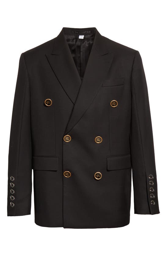 Burberry Gallant Knight Double Breasted Wool Sport Coat In Black | ModeSens