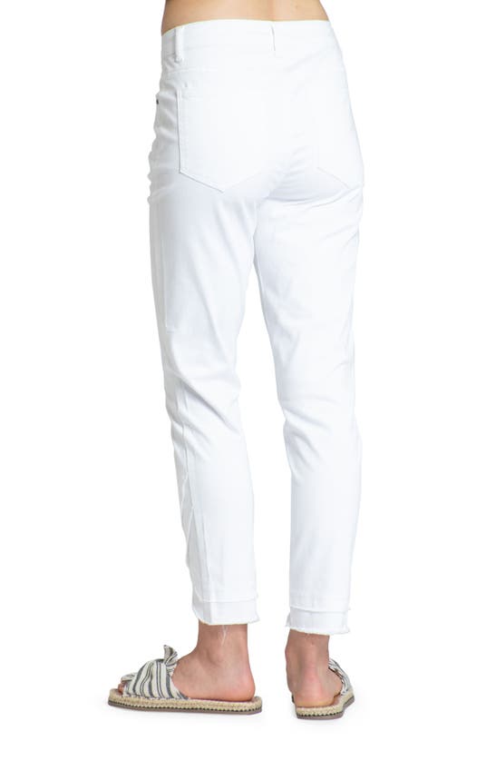 Apny Liberty Double Tulip Hem Ankle Skinny Jeans In White