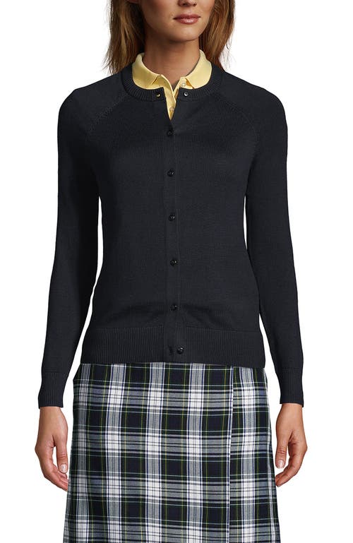 Lands' End School Uniform Young Cotton Modal Cardigan Sweater In Black