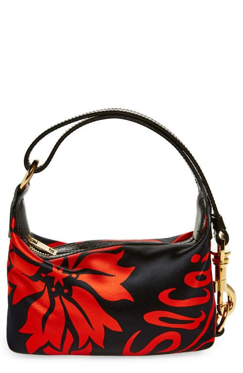Small Pochette Floral Print Top Handle Bag in Red