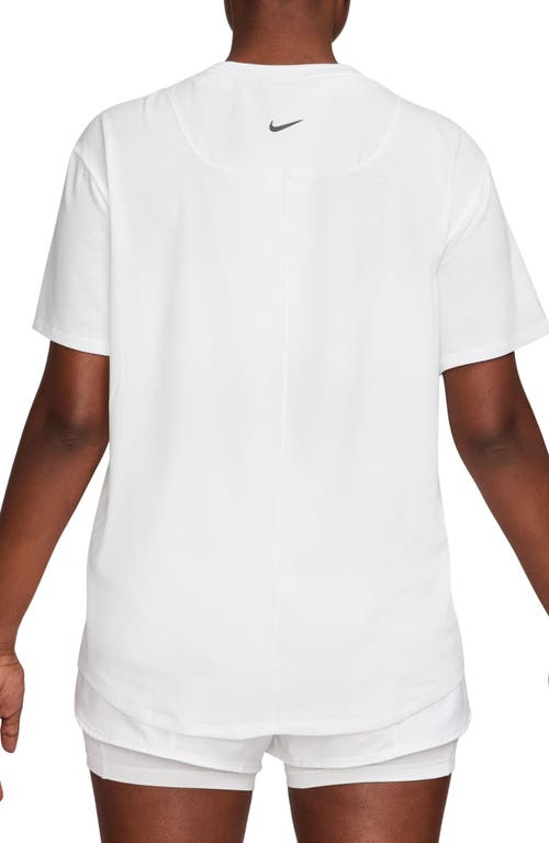 Nike One Relaxed Dri-fit Short-sleeve Top In White/black