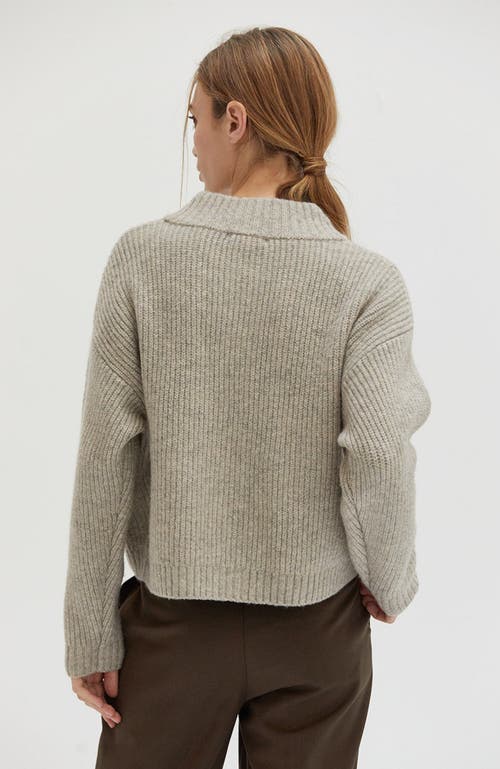 Crescent Crewneck Sweater Cardigan In Taupe