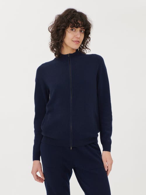 Shop Gobi Cashmere Full-zip Cashmere Cardigan In Navy