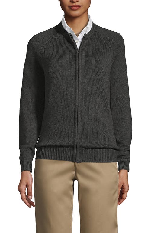 LANDS' END LANDS' END SCHOOL UNIFORM COTTON MODAL ZIP-FRONT CARDIGAN SWEATER