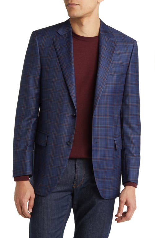 Tailored Fit Plaid Wool Sport Coat in Blue