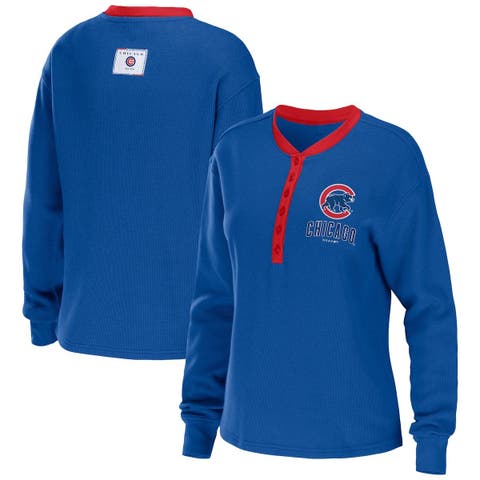 Women's New Era Royal Chicago Cubs Plus Size Space Dye 3/4-Sleeve Raglan  Henley T-Shirt