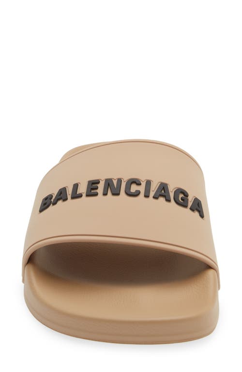 Shop Balenciaga Logo Sport Slide In Beige/black