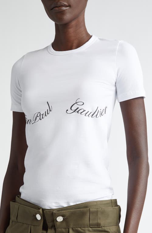 Shop Jean Paul Gaultier Logo Stretch Cotton Baby Tee In White/black