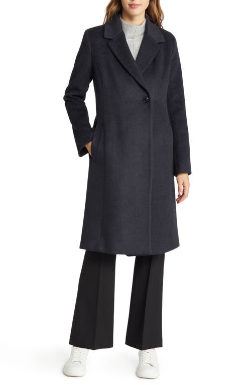 Cole Haan Asymmetric Slick Wool Blend Coat In Charcoal
