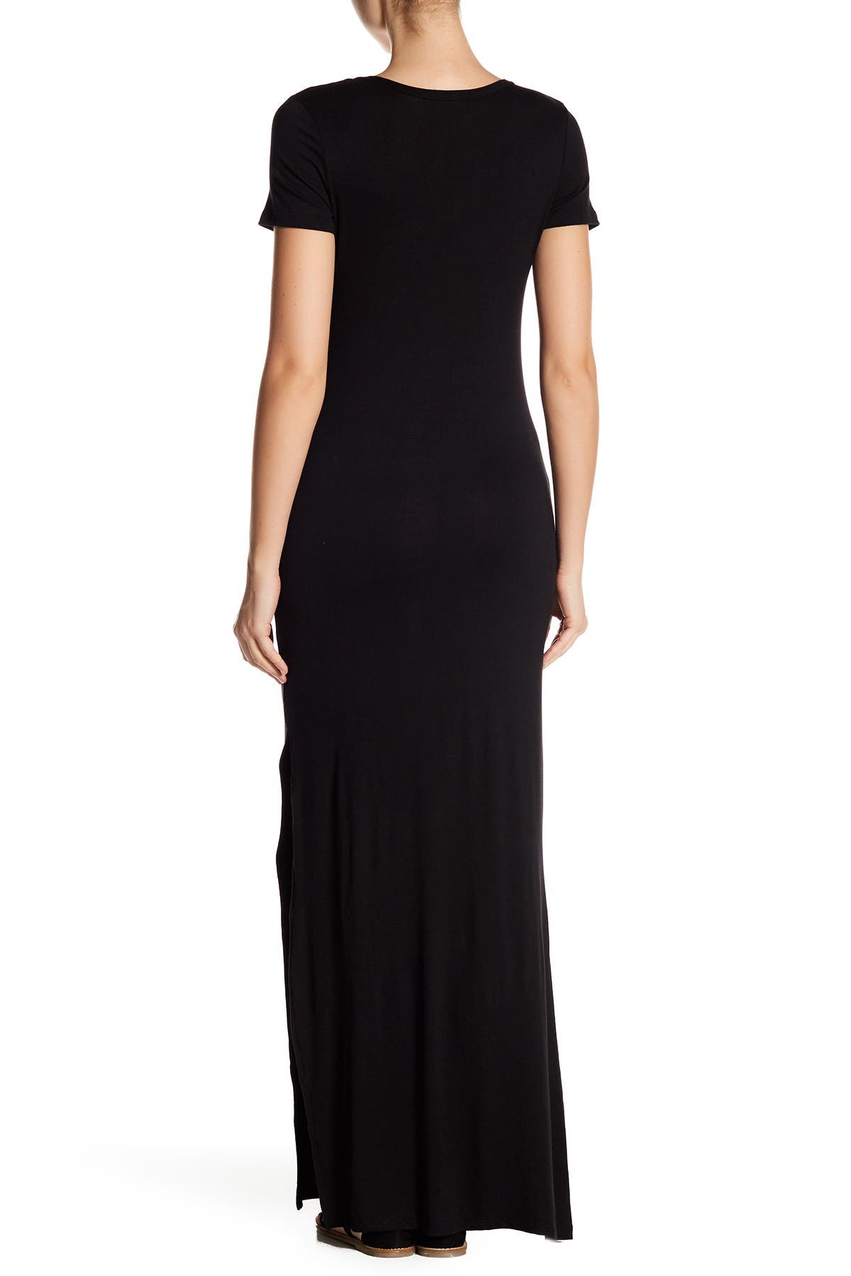 V-Neck Side Vent Maxi T-Shirt Dress 