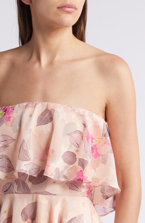 Shop Lulus Perfect Paradise Floral Strapless Dress In Rusty Rose Floral