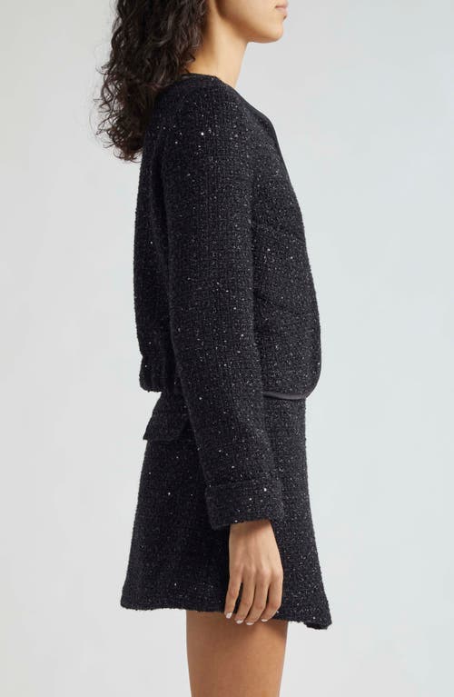 Emporio Armani Lurex Sequinned Zipped Jacket In Solid Black