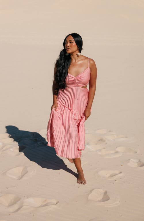 Petal And Pup Petal & Pup Niamh Pleated Cutout Satin Midi Dress In Pink