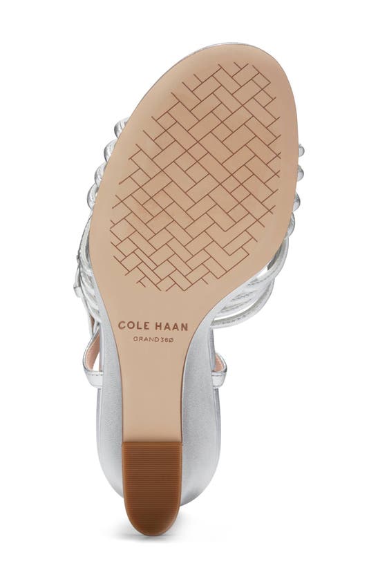 Shop Cole Haan Jitney Knot Ankle Strap Wedge Sandal In Silver Leather