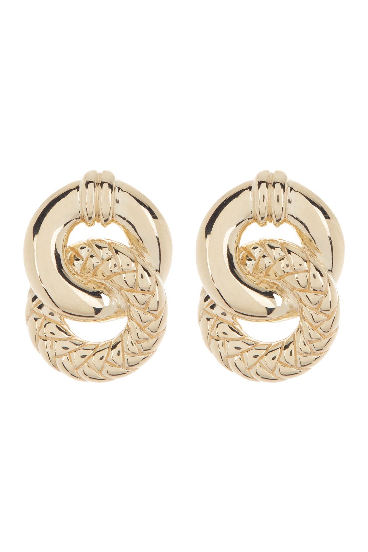 Judith Ripka 14k Gold Clad Double Circle Stud Earrings In Colorless