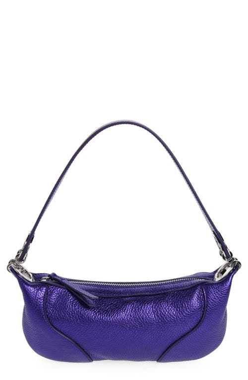 By Far Mini Amira Metallic Leather Shoulder Bag in Ultraviolet
