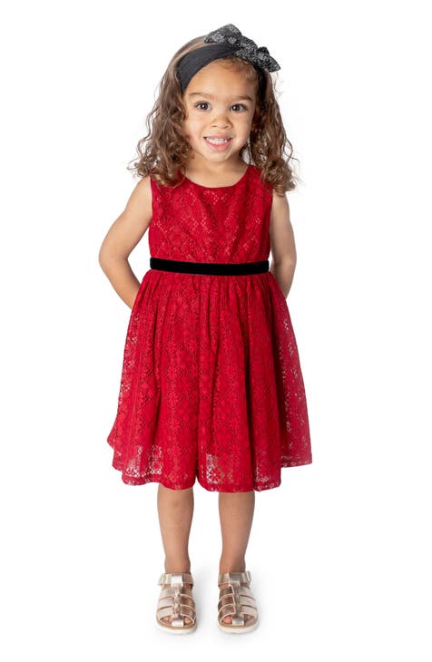Pippa & Julie Little Girls 2T-6X Sleeveless Floral Printed Ruffled  Fit-And-Flare Dress