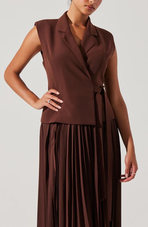 Shop Astr The Label Sleeveless Accordion Pleat Midi Dress In Brown