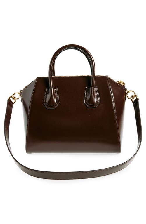 Shop Givenchy Small Antigona Leather Satchel In Ebony Brown