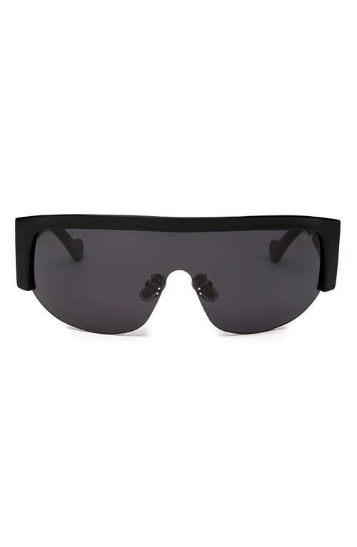 Thique 125mm Oversize Rimless Shield Sunglasses in Black /Blackout