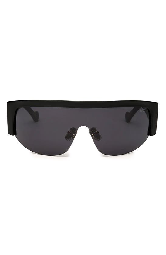 Shop Dezi Thique 125mm Oversize Rimless Shield Sunglasses In Black / Blackout