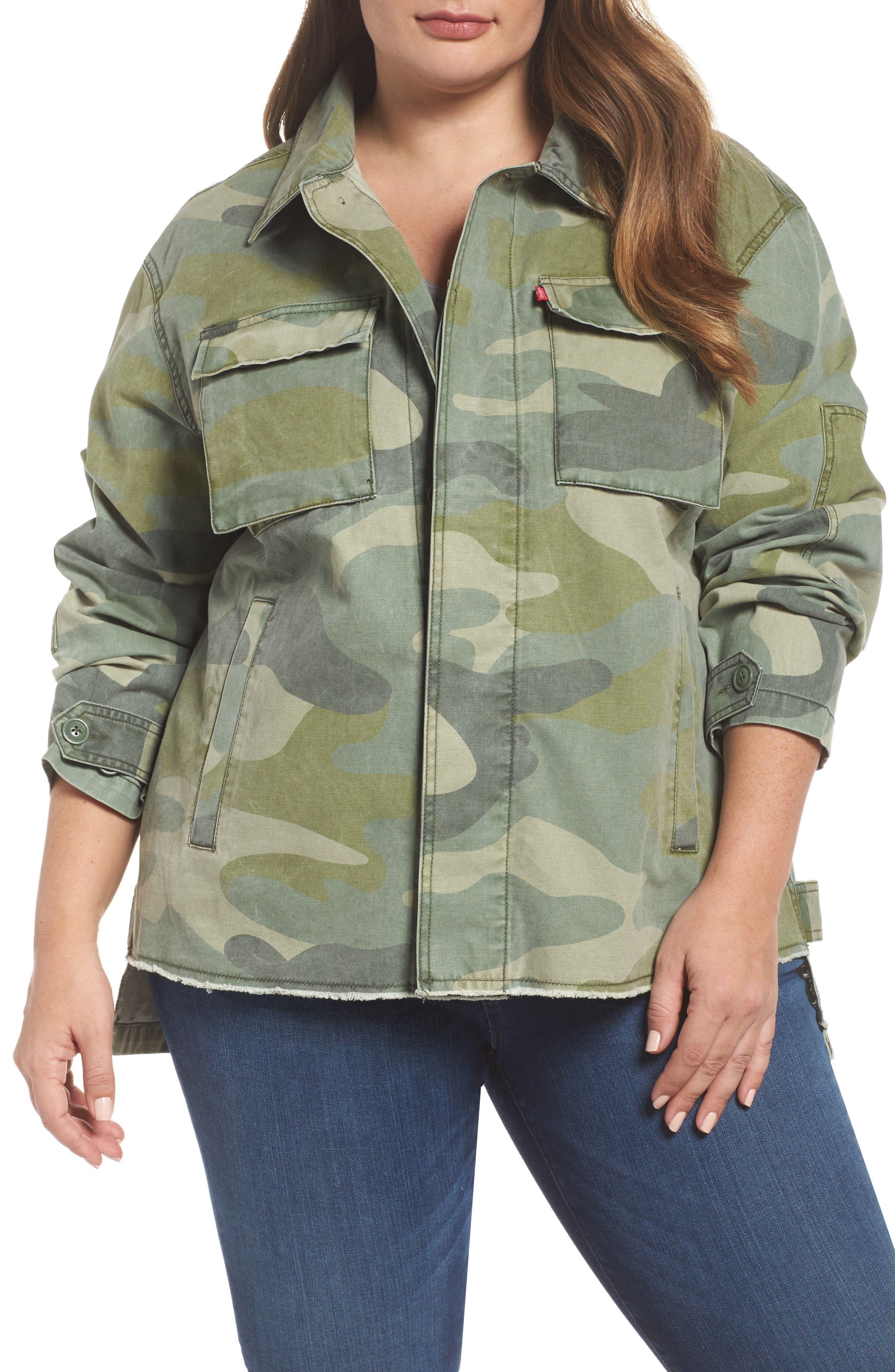 plus size camo utility jacket