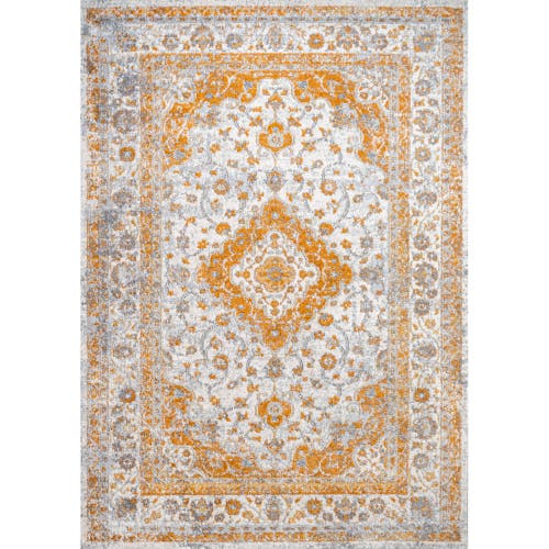 Jonathan Y Indhira Ornate Medallion Persian Area Rug In Orange/cream