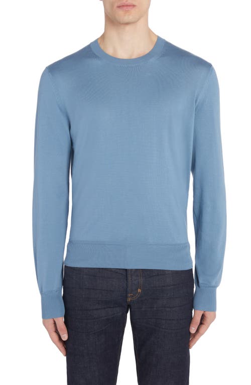 Sea Island Cotton Crewneck Sweater in Denim Blue