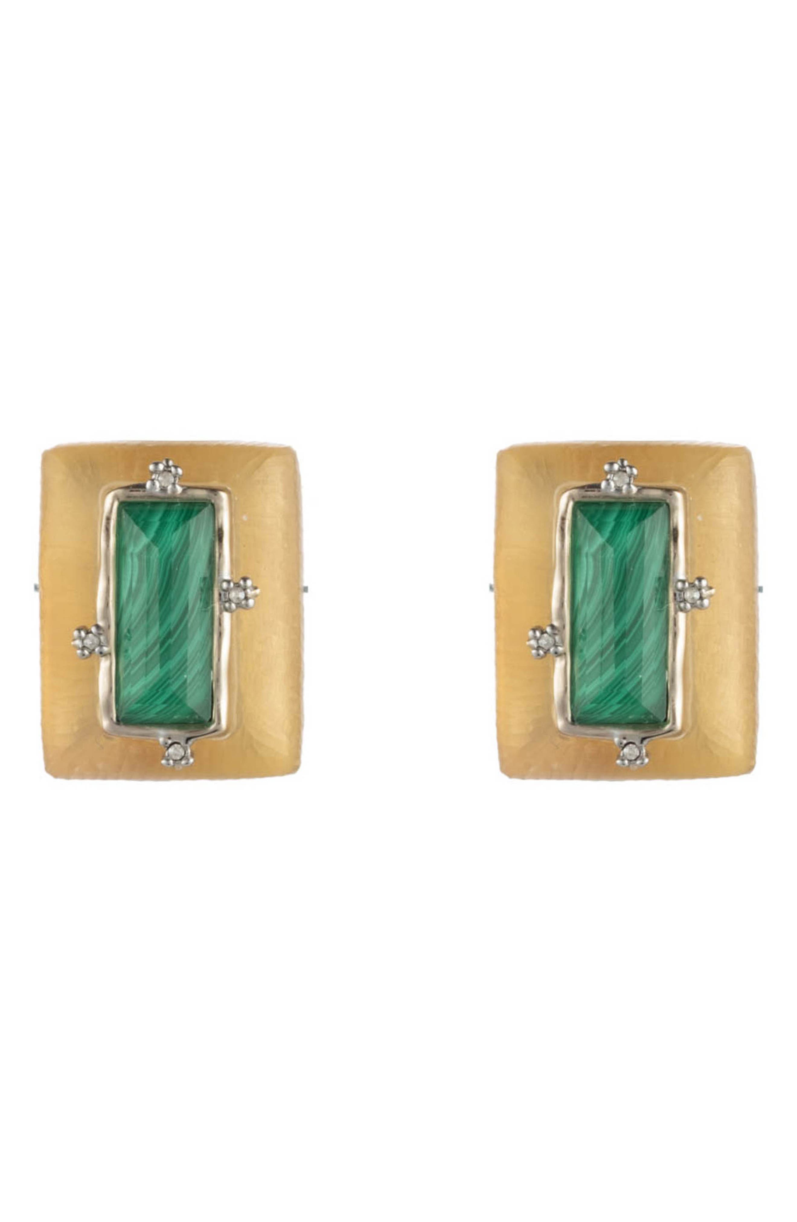 Alexis Bittar Stone Studded Retro Button Clip-on Earrings In Gold