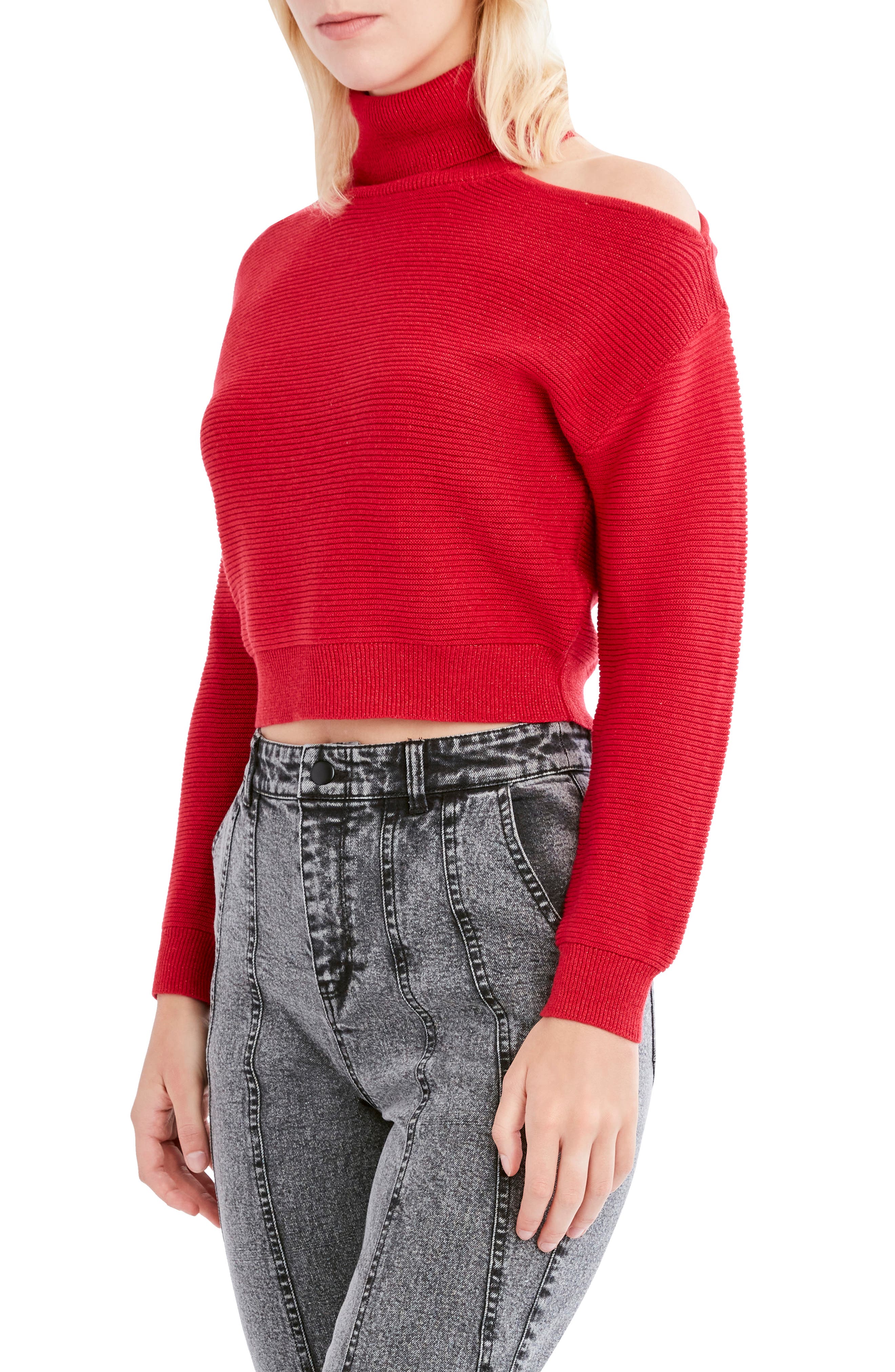 Bcbgeneration Cold Shoulder Mock Neck Sweater