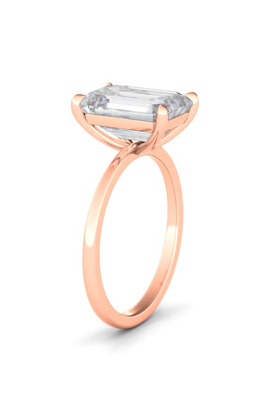 Hautecarat 18k White Gold Emerald Cut Lab Created Diamond Engagement Ring In 18k Rose Gold