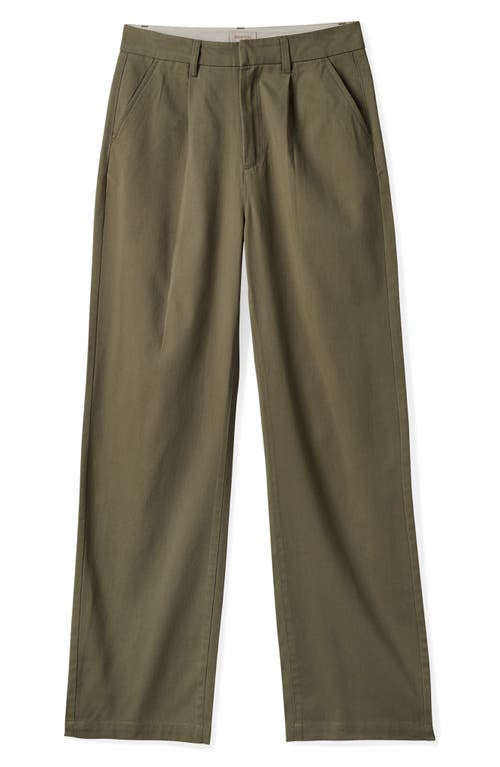 Brixton Ludlow High Waist Pleated Wide Leg Pants In Olive Surplus